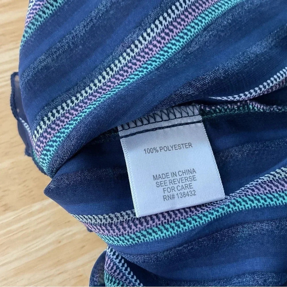 ModCloth Button Down Sheer Striped Ruffle Sleeve Shirt Size Large - Picture 4 of 6